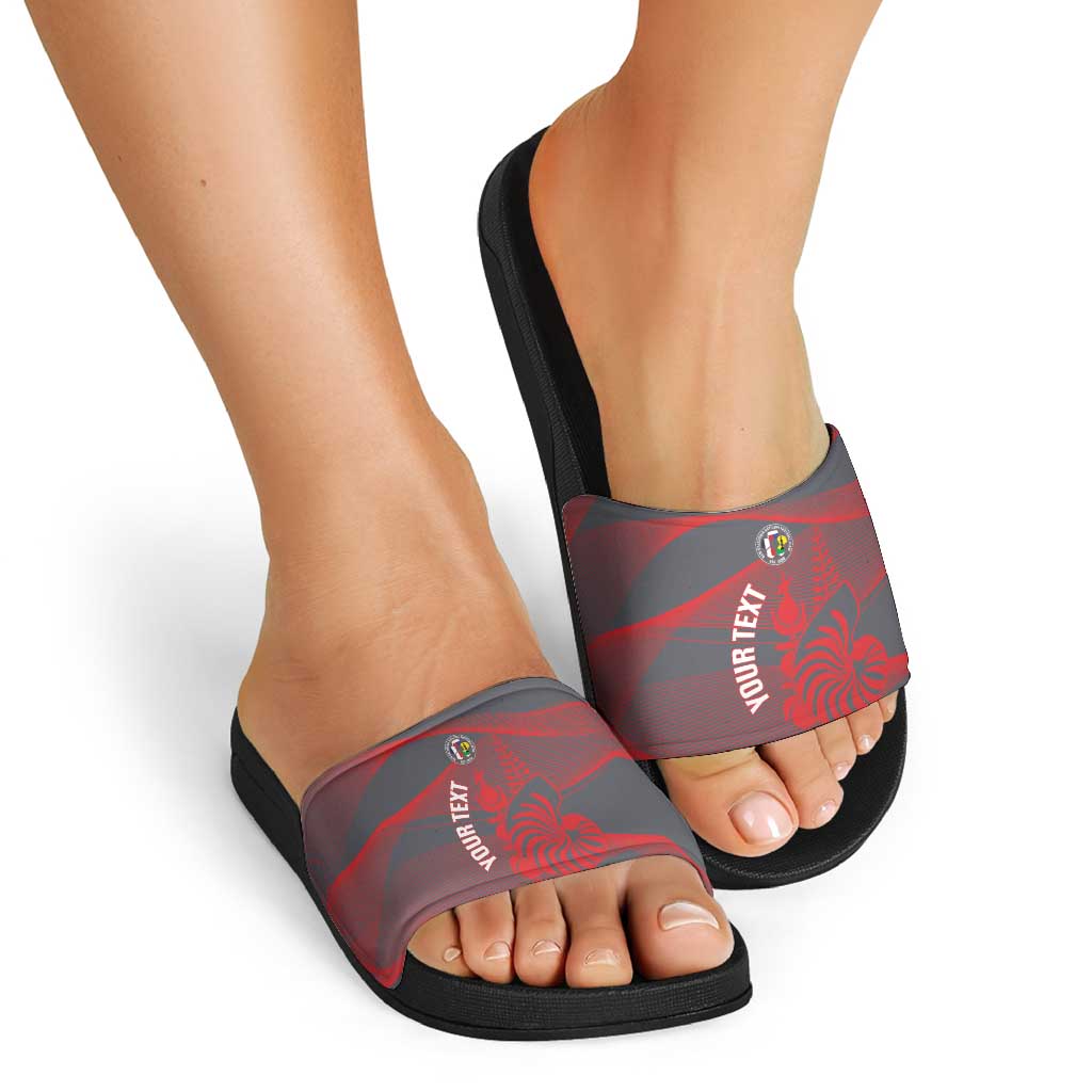 Custom New Caledonia Football Slide Sandals Allez Les Cagous Grey Version - Polynesian Pride
