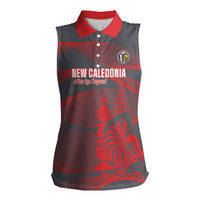Custom New Caledonia Football Women Sleeveless Polo Shirt Allez Les Cagous Grey Version - Polynesian Pride