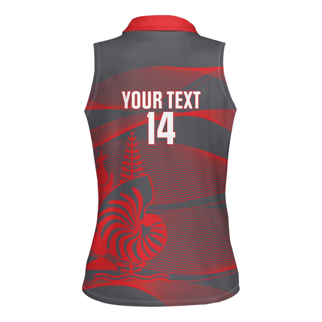 Custom New Caledonia Football Women Sleeveless Polo Shirt Allez Les Cagous Grey Version - Polynesian Pride