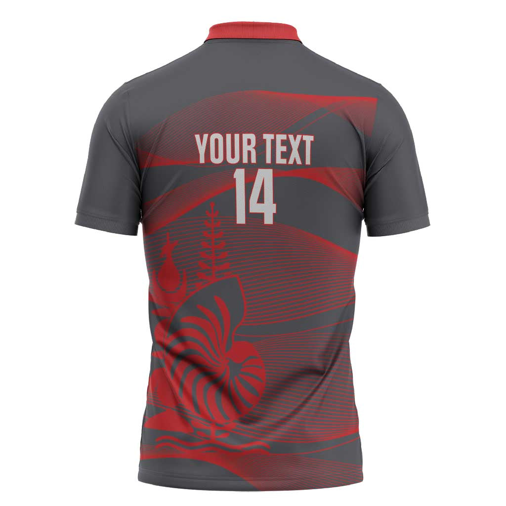 Custom New Caledonia Football Zipper Polo Shirt Allez Les Cagous Grey Version - Polynesian Pride