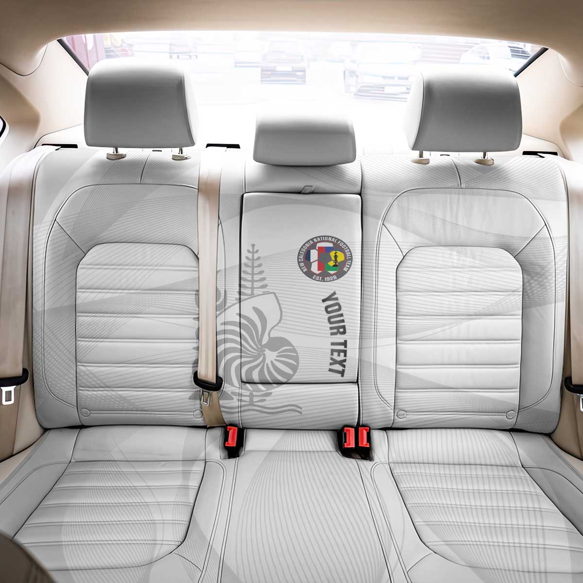 Custom New Caledonia Football Back Car Seat Cover Allez Les Cagous White Version - Polynesian Pride