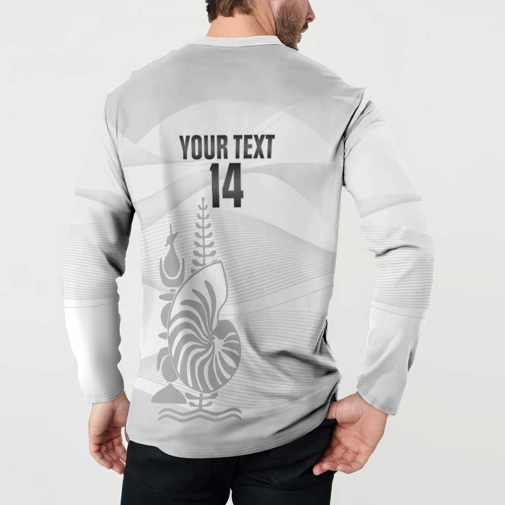 Custom New Caledonia Football Button Sweatshirt Allez Les Cagous White Version - Polynesian Pride