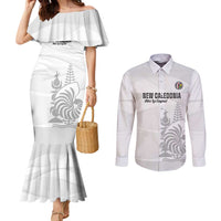 Custom New Caledonia Football Couples Matching Mermaid Dress and Long Sleeve Button Shirt Allez Les Cagous White Version LT14 White - Polynesian Pride