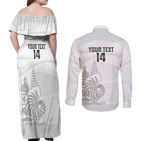 Custom New Caledonia Football Couples Matching Off Shoulder Maxi Dress and Long Sleeve Button Shirt Allez Les Cagous White Version LT14 - Polynesian Pride