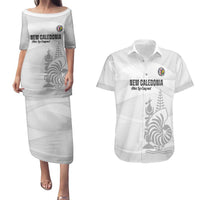 Custom New Caledonia Football Couples Matching Puletasi and Hawaiian Shirt Allez Les Cagous White Version LT14 White - Polynesian Pride