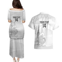 Custom New Caledonia Football Couples Matching Puletasi and Hawaiian Shirt Allez Les Cagous White Version LT14 - Polynesian Pride