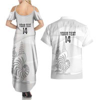 Custom New Caledonia Football Couples Matching Summer Maxi Dress and Hawaiian Shirt Allez Les Cagous White Version LT14 - Polynesian Pride
