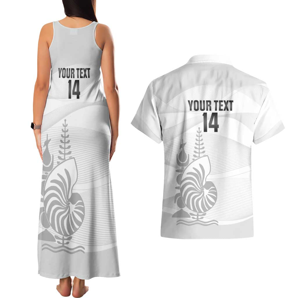Custom New Caledonia Football Couples Matching Tank Maxi Dress and Hawaiian Shirt Allez Les Cagous White Version LT14 - Polynesian Pride