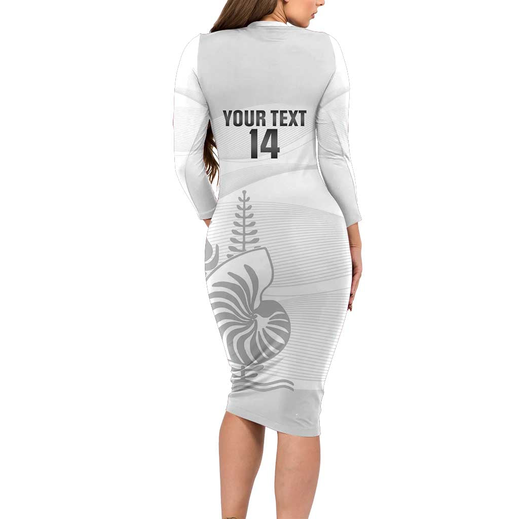 Custom New Caledonia Football Family Matching Long Sleeve Bodycon Dress and Hawaiian Shirt Allez Les Cagous White Version LT14 - Polynesian Pride
