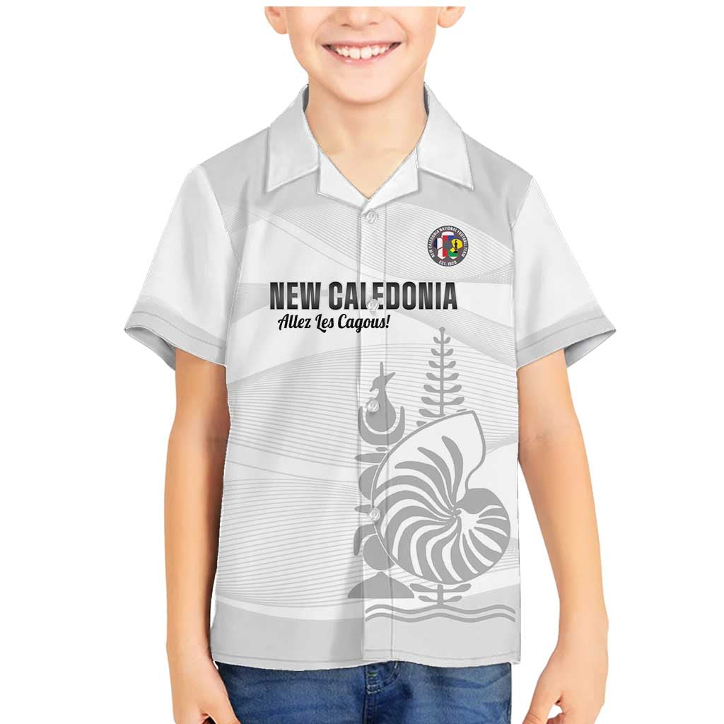Custom New Caledonia Football Family Matching Mermaid Dress and Hawaiian Shirt Allez Les Cagous White Version LT14 Son's Shirt White - Polynesian Pride