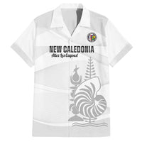 Custom New Caledonia Football Family Matching Off Shoulder Short Dress and Hawaiian Shirt Allez Les Cagous White Version LT14 Dad's Shirt - Short Sleeve White - Polynesian Pride