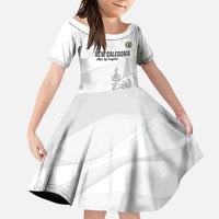 Custom New Caledonia Football Family Matching Puletasi and Hawaiian Shirt Allez Les Cagous White Version LT14 Daughter's Dress White - Polynesian Pride
