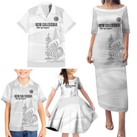 Custom New Caledonia Football Family Matching Puletasi and Hawaiian Shirt Allez Les Cagous White Version LT14 - Polynesian Pride