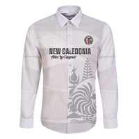 Custom New Caledonia Football Family Matching Puletasi and Hawaiian Shirt Allez Les Cagous White Version LT14 Dad's Shirt - Long Sleeve White - Polynesian Pride
