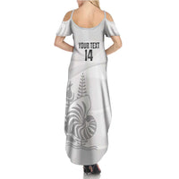 Custom New Caledonia Football Family Matching Summer Maxi Dress and Hawaiian Shirt Allez Les Cagous White Version LT14 - Polynesian Pride