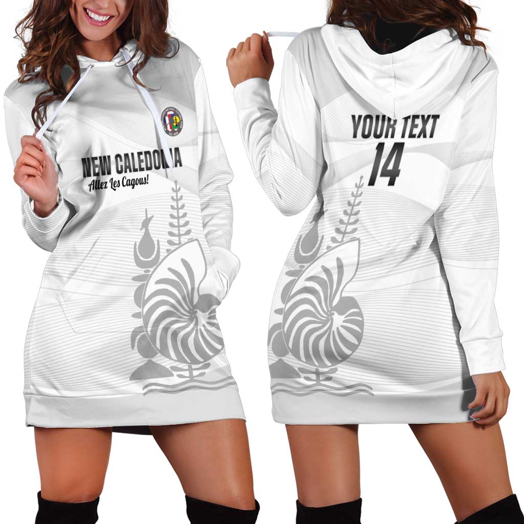 Custom New Caledonia Football Hoodie Dress Allez Les Cagous White Version LT14 - Polynesian Pride
