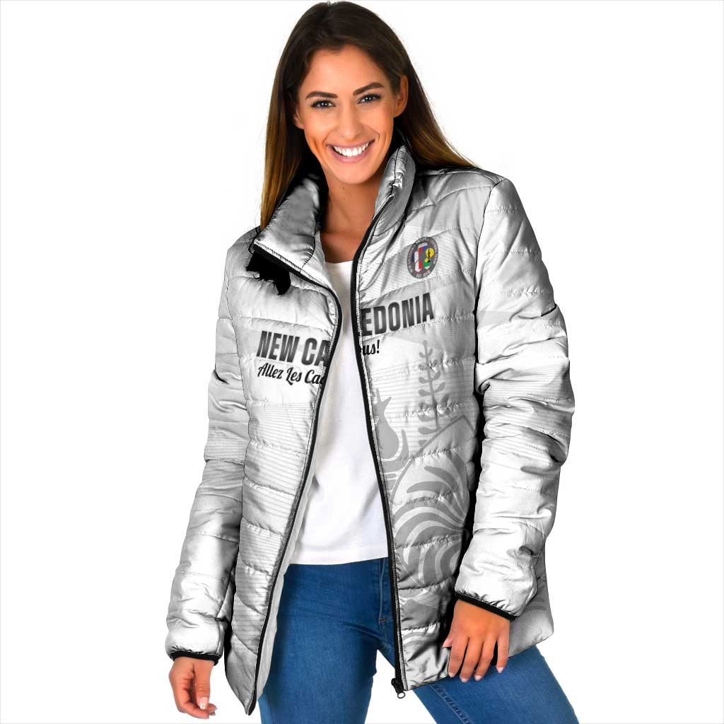 Custom New Caledonia Football Padded Jacket Allez Les Cagous White Version - Polynesian Pride