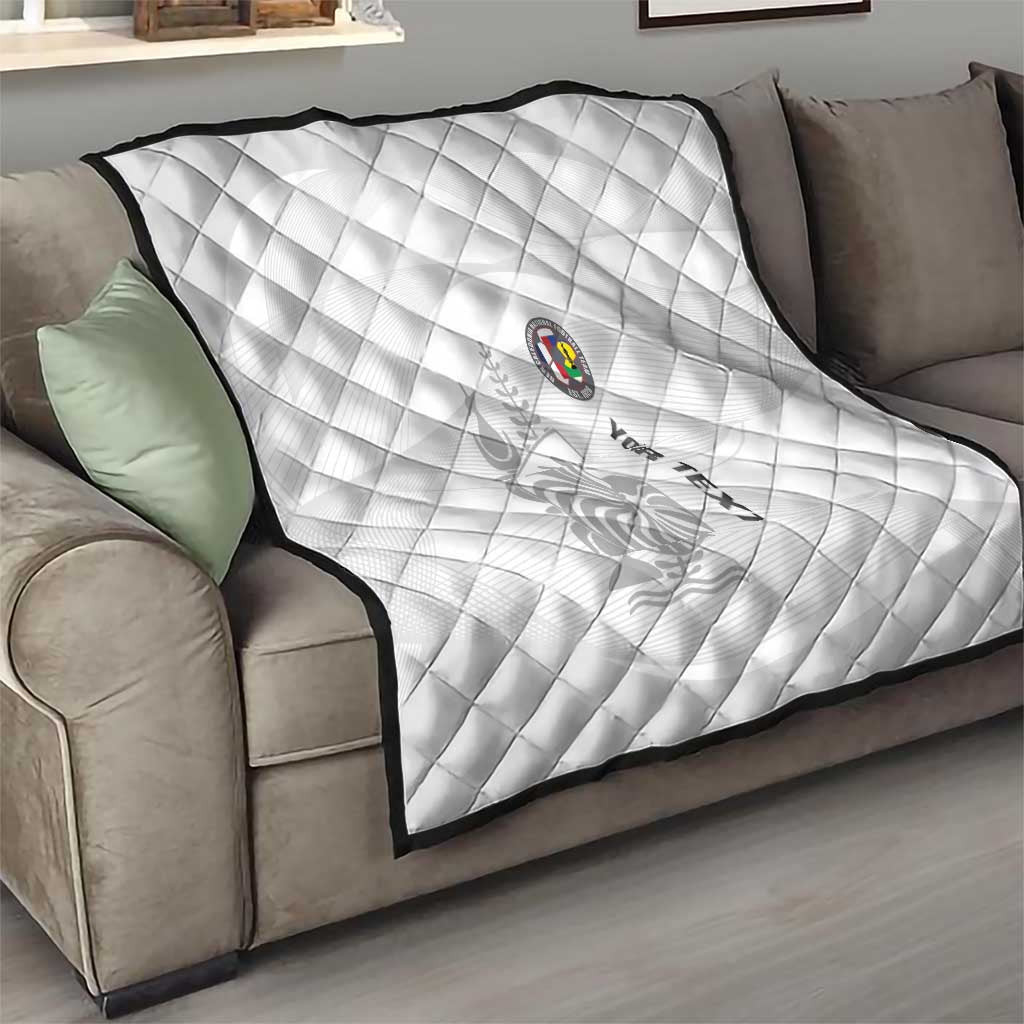 Custom New Caledonia Football Quilt Allez Les Cagous White Version - Polynesian Pride