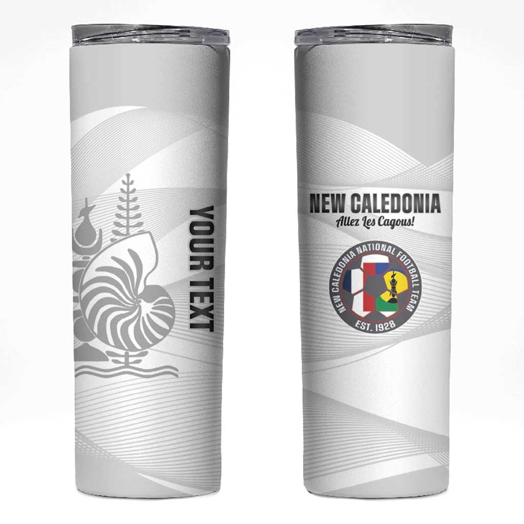 Custom New Caledonia Football Skinny Tumbler Allez Les Cagous White Version LT14 White - Polynesian Pride