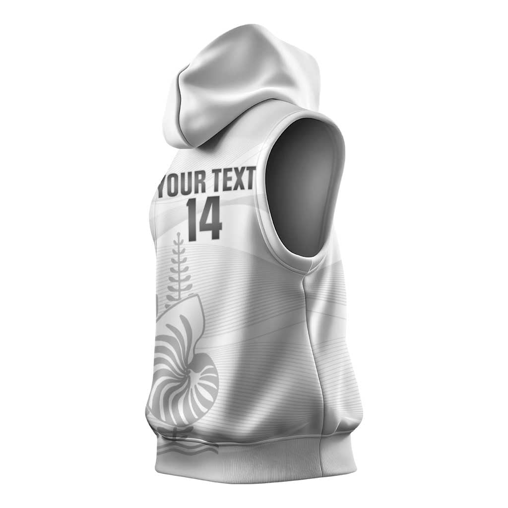 Custom New Caledonia Football Sleeveless Hoodie Allez Les Cagous White Version - Polynesian Pride