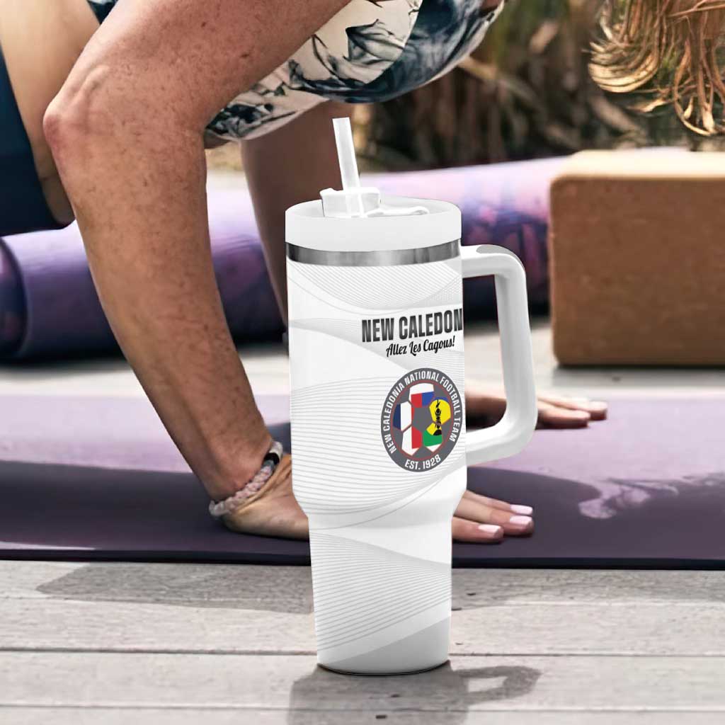 Custom New Caledonia Football Tumbler With Handle Allez Les Cagous White Version - Polynesian Pride