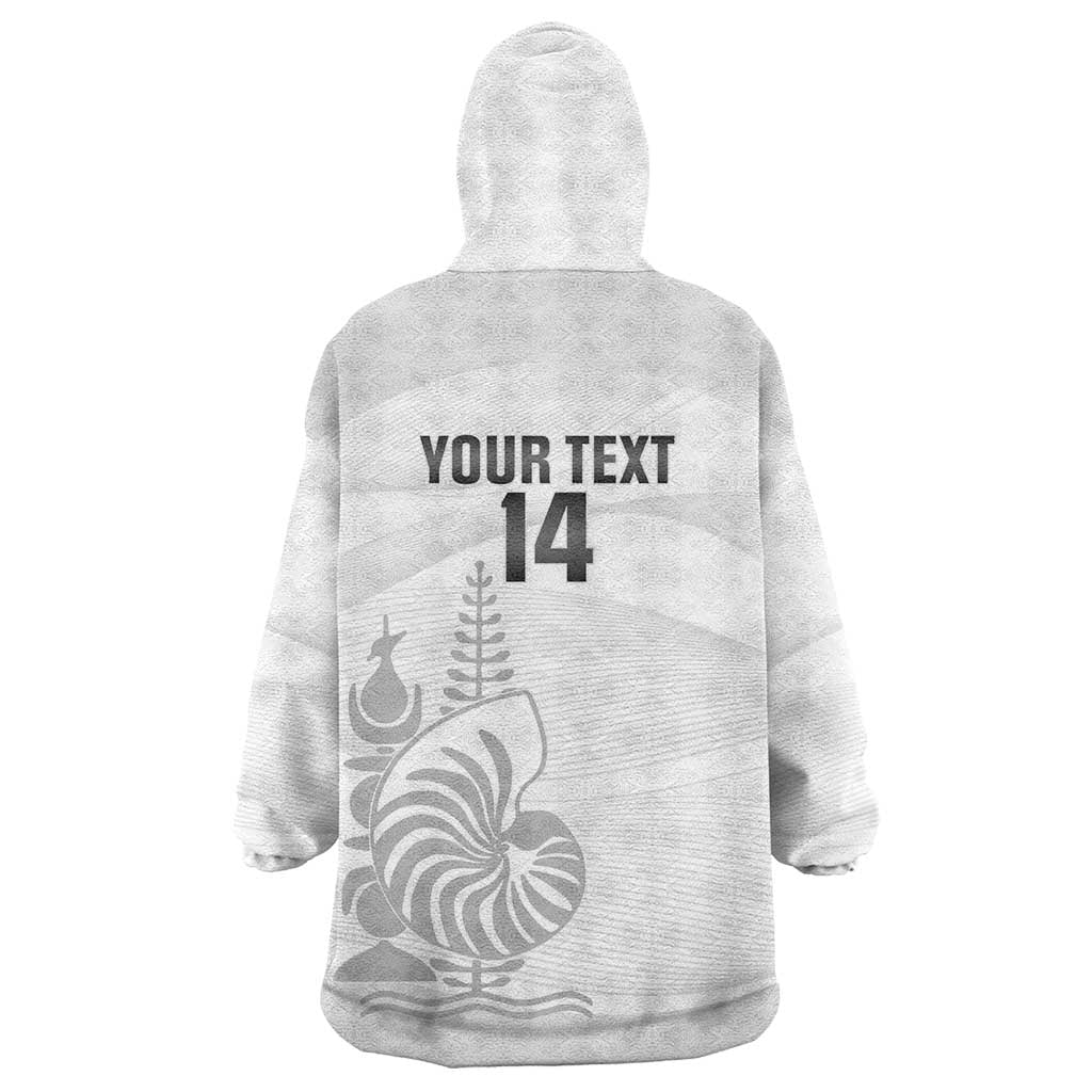 Custom New Caledonia Football Wearable Blanket Hoodie Allez Les Cagous White Version LT14 - Polynesian Pride