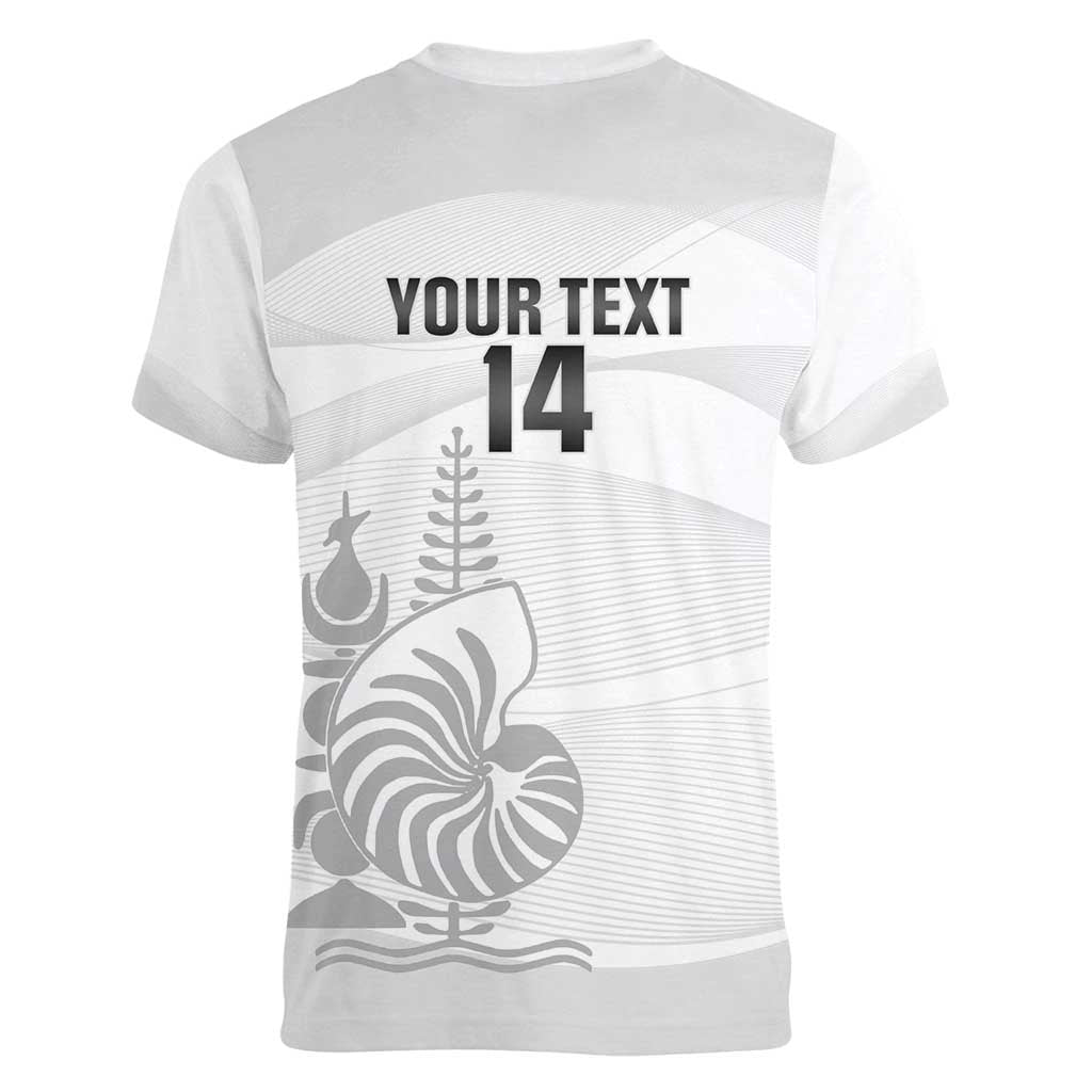 Custom New Caledonia Football Women V-Neck T-Shirt Allez Les Cagous White Version LT14 - Polynesian Pride