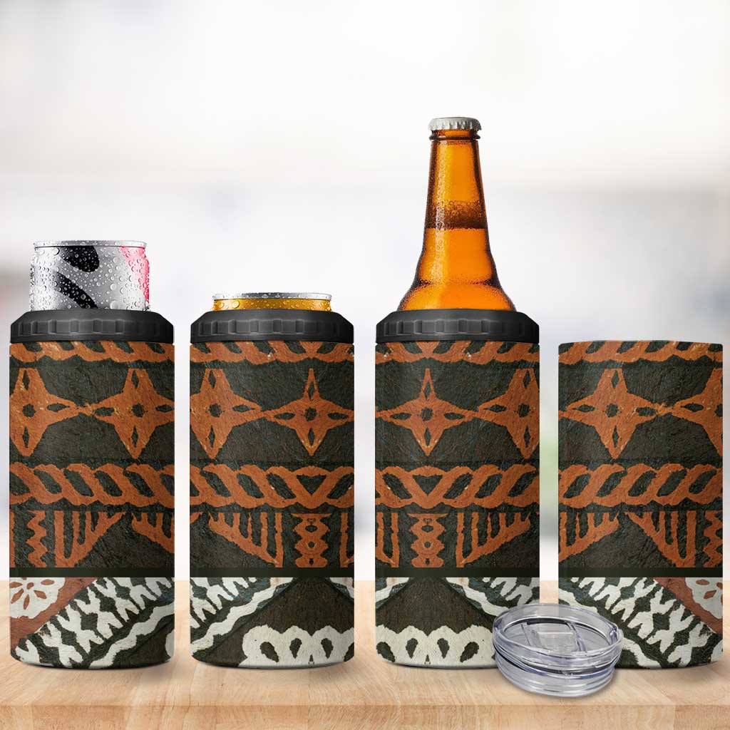 Bula Fiji Tapa 4 in 1 Can Cooler Tumbler Fijian Masi Vintage Vibes LT14 - Polynesian Pride