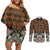 Bula Fiji Tapa Couples Matching Off Shoulder Short Dress and Long Sleeve Button Shirt Fijian Masi Vintage Vibes - Polynesian Pride