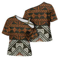 Bula Fiji Tapa Cross Shoulder Shirt Fijian Masi Vintage Vibes LT14 - Polynesian Pride