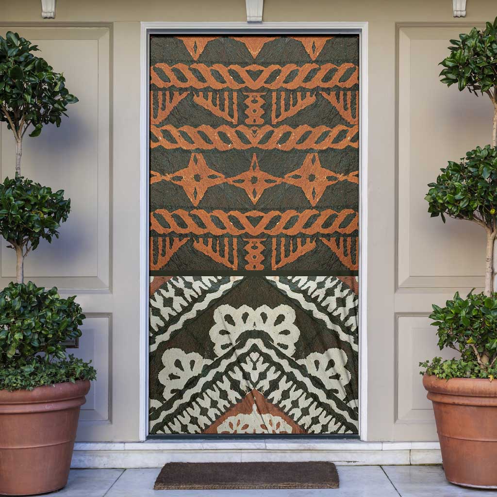 Bula Fiji Tapa Door Cover Fijian Masi Vintage Vibes LT14 Brown - Polynesian Pride