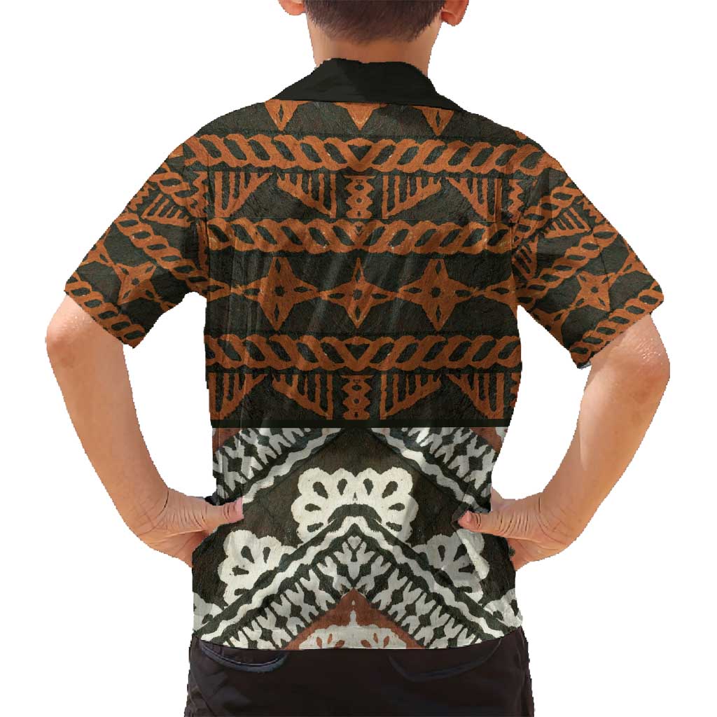 Bula Fiji Tapa Family Matching Off Shoulder Maxi Dress and Hawaiian Shirt Fijian Masi Vintage Vibes LT14 - Polynesian Pride