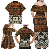 Bula Fiji Tapa Family Matching Off Shoulder Maxi Dress and Hawaiian Shirt Fijian Masi Vintage Vibes LT14 - Polynesian Pride