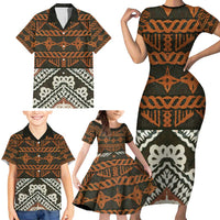 Bula Fiji Tapa Family Matching Short Sleeve Bodycon Dress and Hawaiian Shirt Fijian Masi Vintage Vibes LT14 - Polynesian Pride