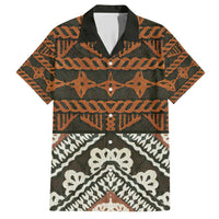 Bula Fiji Tapa Family Matching Short Sleeve Bodycon Dress and Hawaiian Shirt Fijian Masi Vintage Vibes LT14 Dad's Shirt - Short Sleeve Brown - Polynesian Pride