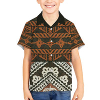 Bula Fiji Tapa Family Matching Short Sleeve Bodycon Dress and Hawaiian Shirt Fijian Masi Vintage Vibes LT14 Son's Shirt Brown - Polynesian Pride