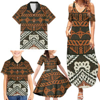 Bula Fiji Tapa Family Matching Summer Maxi Dress and Hawaiian Shirt Fijian Masi Vintage Vibes LT14 - Polynesian Pride