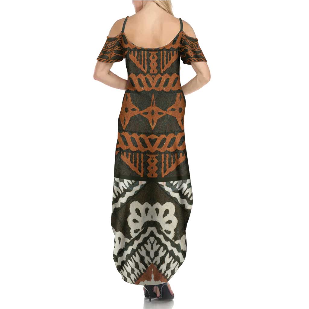 Bula Fiji Tapa Family Matching Summer Maxi Dress and Hawaiian Shirt Fijian Masi Vintage Vibes LT14 - Polynesian Pride