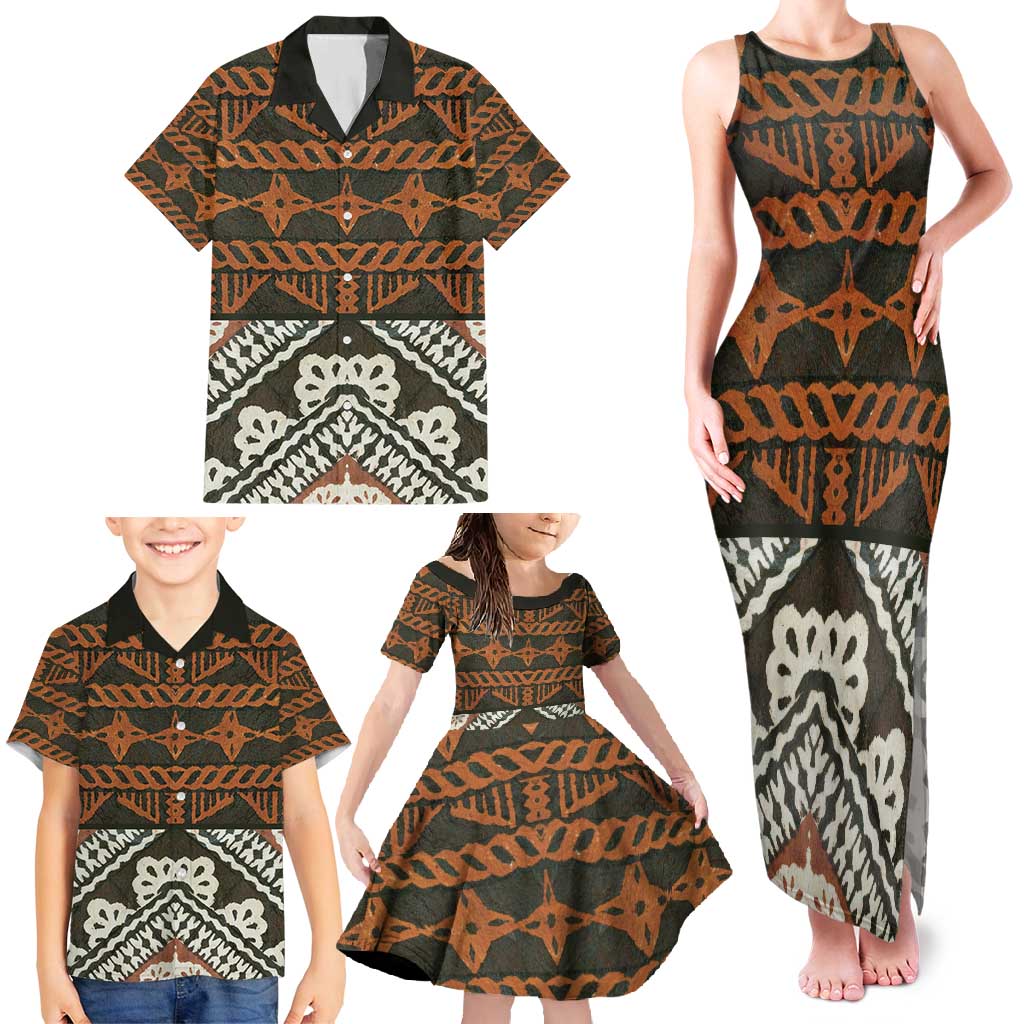 Bula Fiji Tapa Family Matching Tank Maxi Dress and Hawaiian Shirt Fijian Masi Vintage Vibes LT14 - Polynesian Pride