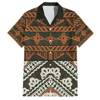 Bula Fiji Tapa Family Matching Tank Maxi Dress and Hawaiian Shirt Fijian Masi Vintage Vibes LT14 Dad's Shirt - Short Sleeve Brown - Polynesian Pride