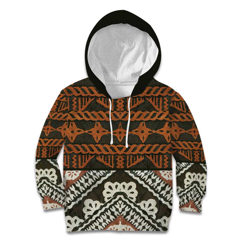 Bula Fiji Tapa Kid Hoodie Fijian Masi Vintage Vibes LT14 Hoodie Brown - Polynesian Pride