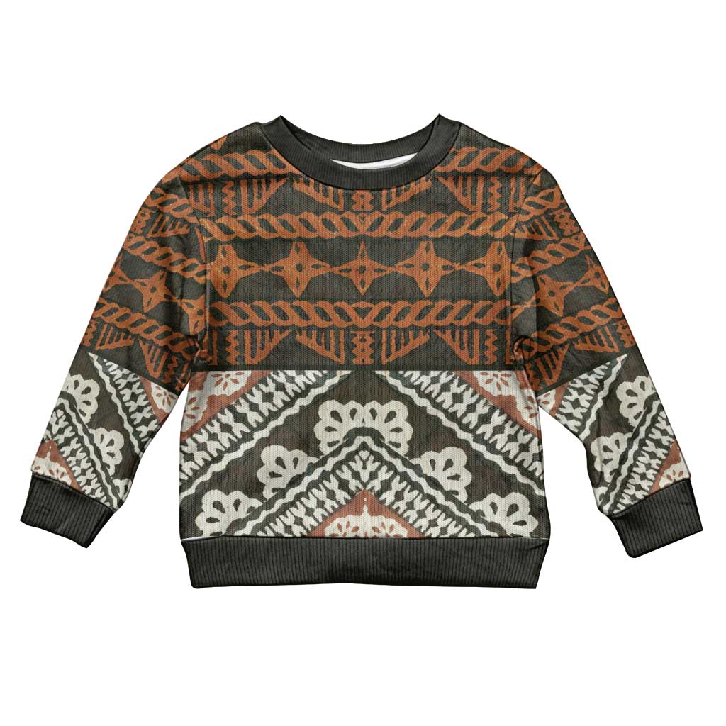 Bula Fiji Tapa Kid Ugly Christmas Sweater Fijian Masi Vintage Vibes LT14 Kid Brown - Polynesian Pride