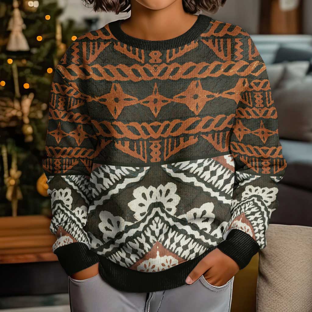 Bula Fiji Tapa Kid Ugly Christmas Sweater Fijian Masi Vintage Vibes LT14 - Polynesian Pride