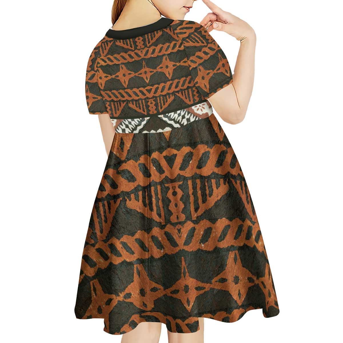 Bula Fiji Tapa Kid Short Sleeve Dress Fijian Masi Vintage Vibes LT14 - Polynesian Pride