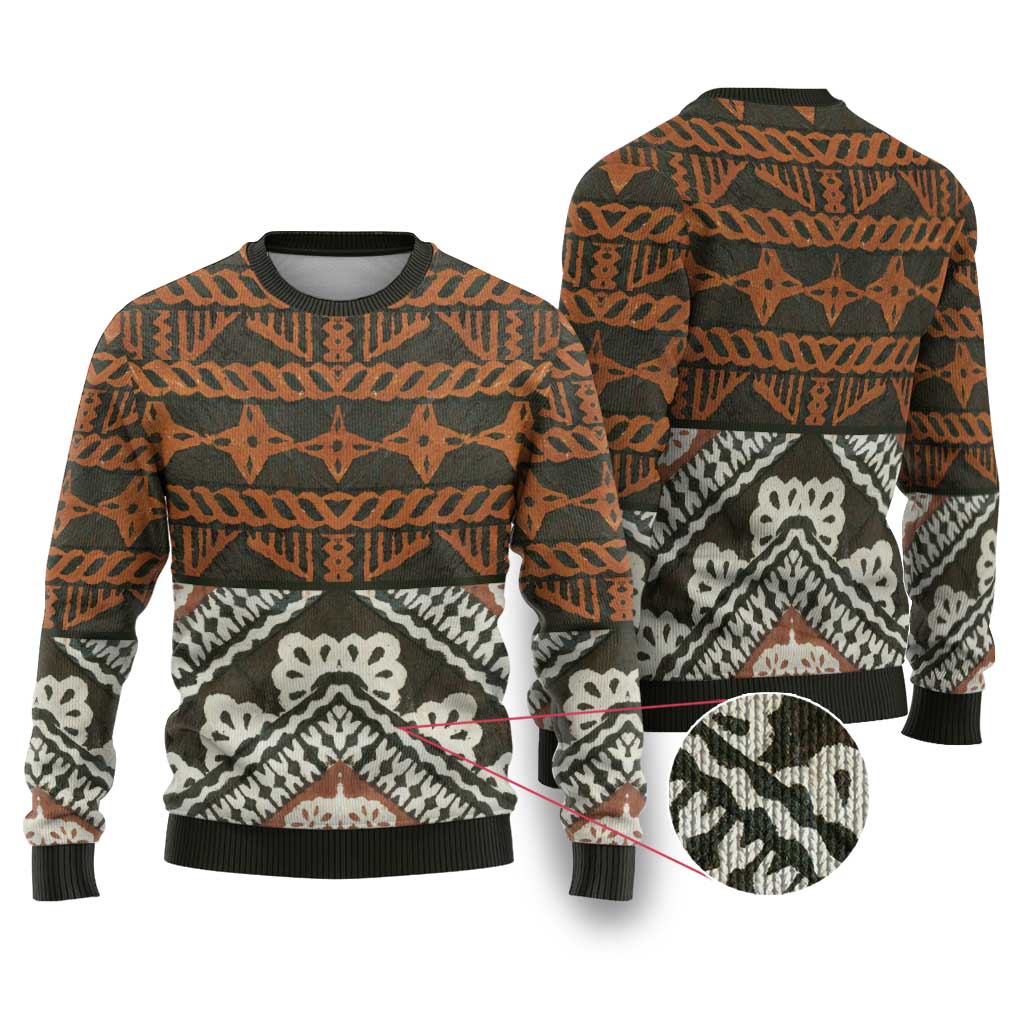 Bula Fiji Tapa Ugly Christmas Sweater Fijian Masi Vintage Vibes LT14 Brown - Polynesian Pride