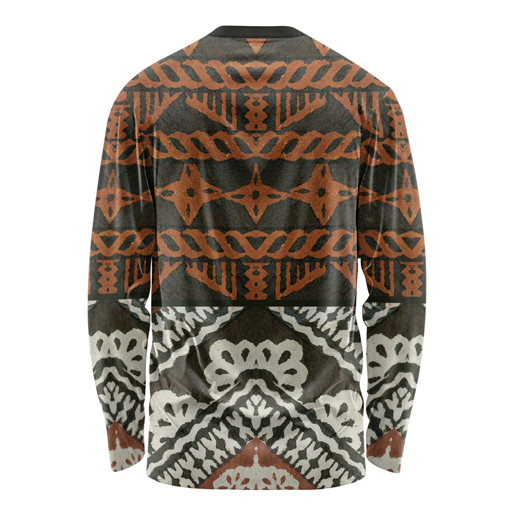 Bula Fiji Tapa Long Sleeve Shirt Fijian Masi Vintage Vibes LT14 - Polynesian Pride