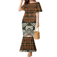 Bula Fiji Tapa Mermaid Dress Fijian Masi Vintage Vibes LT14 Women Brown - Polynesian Pride