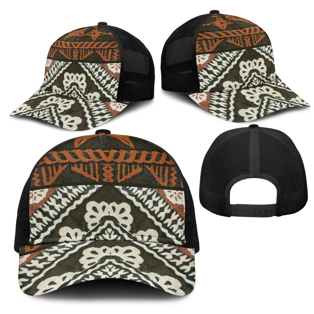 Bula Fiji Tapa Mesh Trucker Cap Fijian Masi Vintage Vibes LT14 - Polynesian Pride