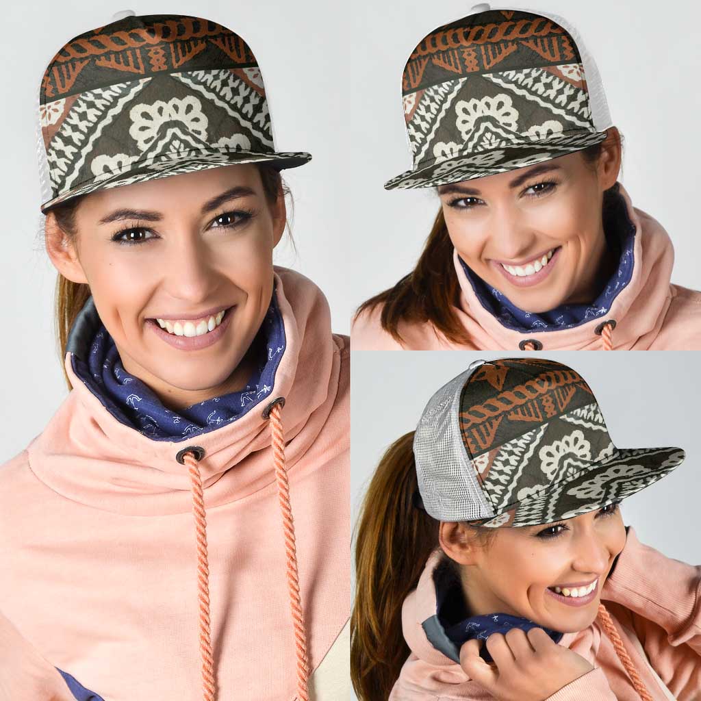 Bula Fiji Tapa Mesh Trucker Cap Fijian Masi Vintage Vibes LT14 - Polynesian Pride
