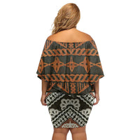 Bula Fiji Tapa Off Shoulder Short Dress Fijian Masi Vintage Vibes LT14 - Polynesian Pride